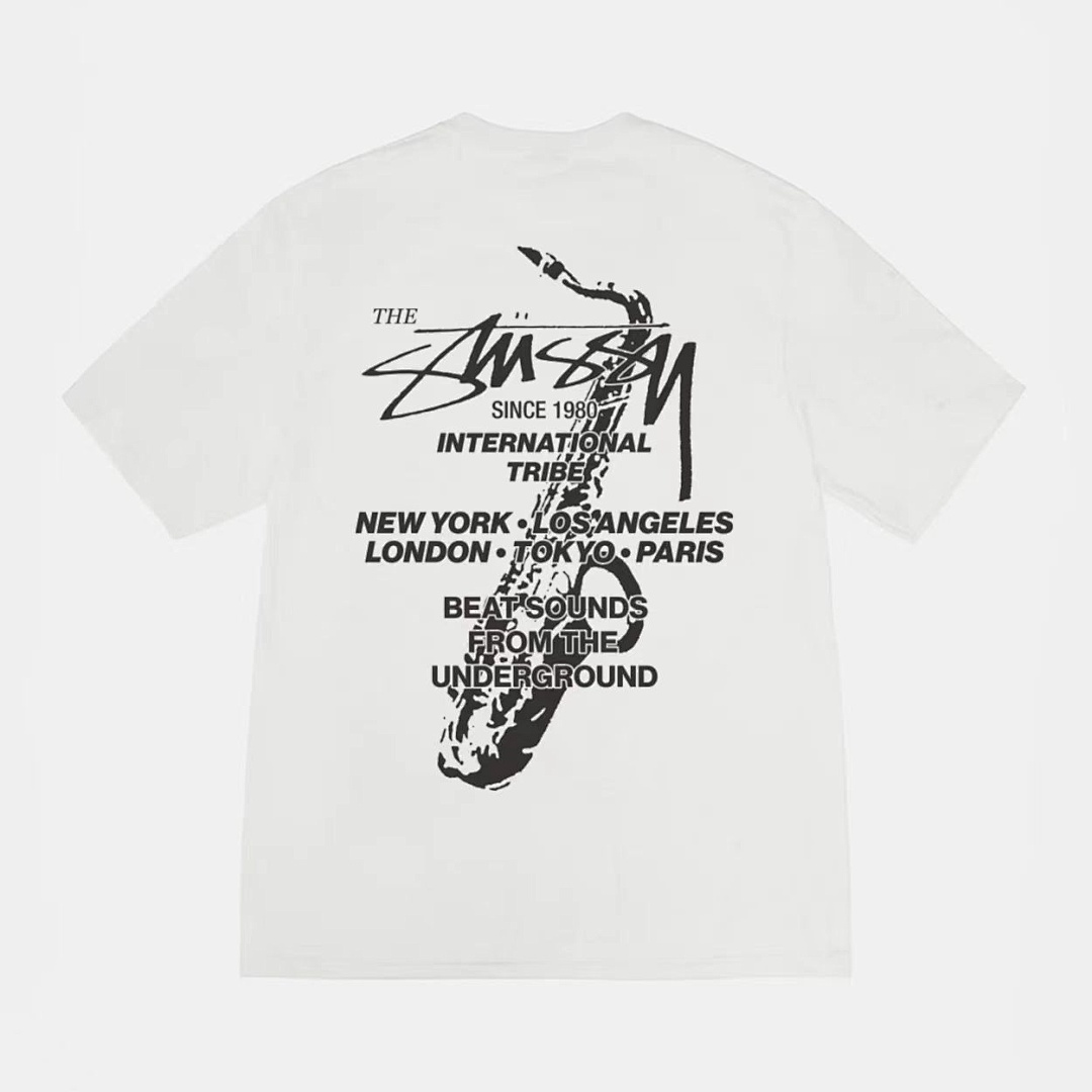 Stussy 108 Stu FW24 BEAT SOUNDS TEE PIGMENT DYED Print Short Sleeve T Black White S M L - Image 20