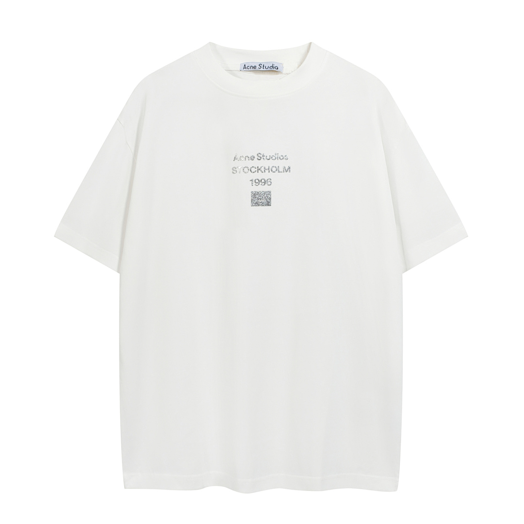 Acne Studios 118 AC Silver Print Short Sleeve T Black White S-XL 8066# - Image 21