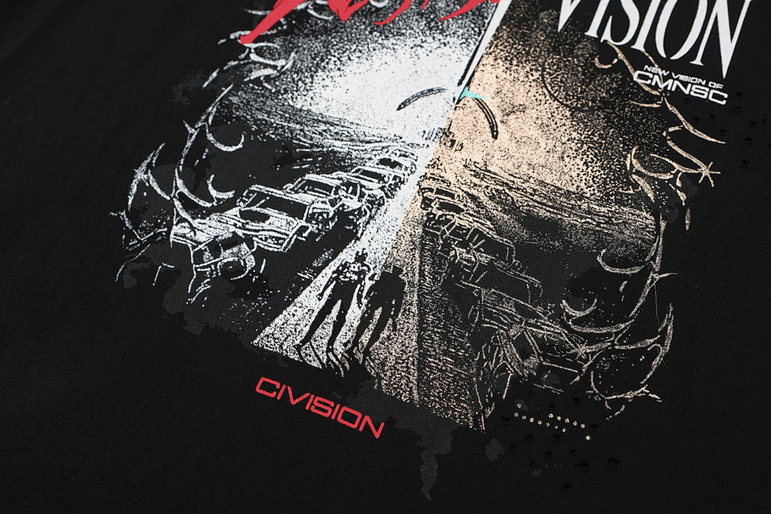 On Running 118 CIVISION By CSC Dark Vision Distressed Print Short Sleeve T Black 1 2 3 3411# - Image 5