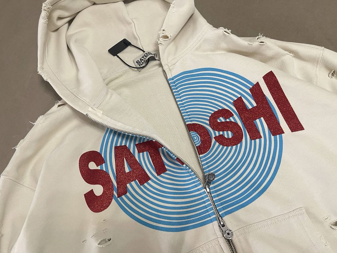 Off-White 238 Satoshi Nakamoto #MotoslugDistressed Zip-Up Hoodie Washed : Off White S M L - Image 13