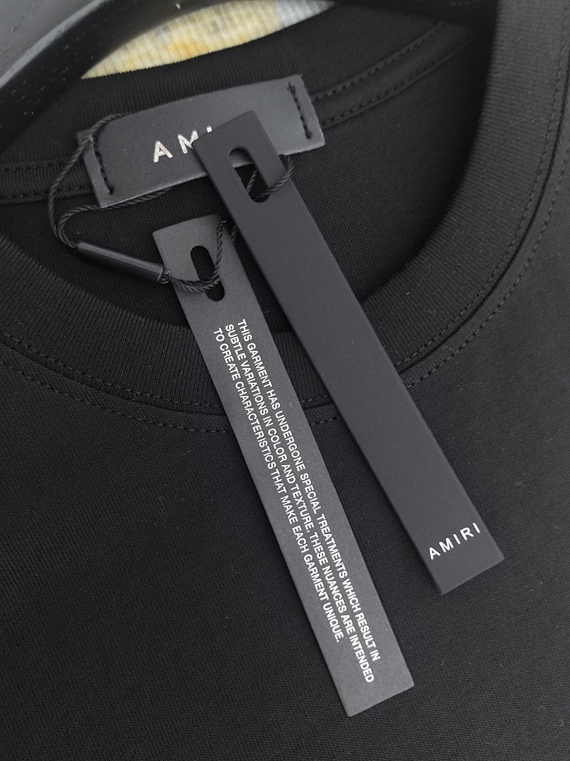 AMIRI 118 Wide Version Model Short Sleeve T Logo Print High Wind Black Apricot S M L XL 9910# - Image 26