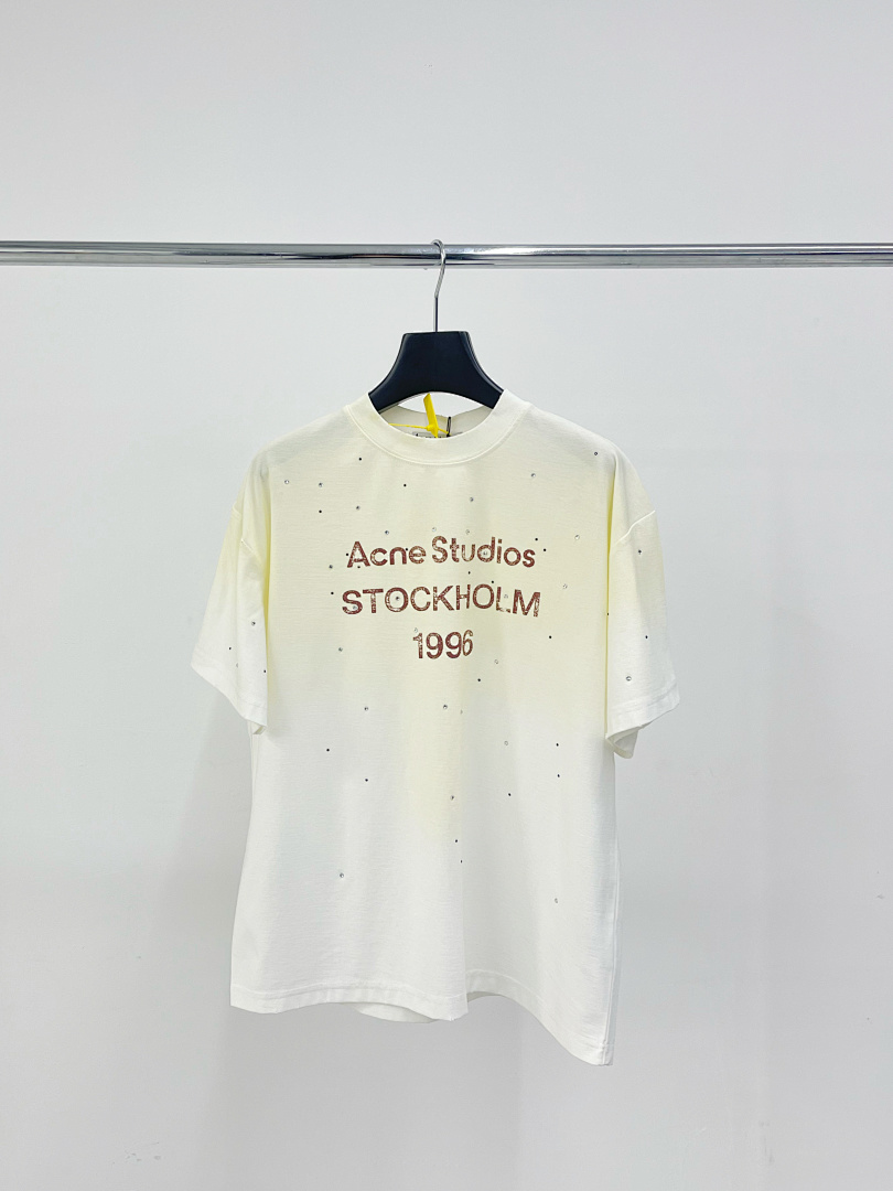 Acne Studios 138 AC Diamond LOGO Print Short Sleeve T White Grey Pink S-XL 8056# - Image 56