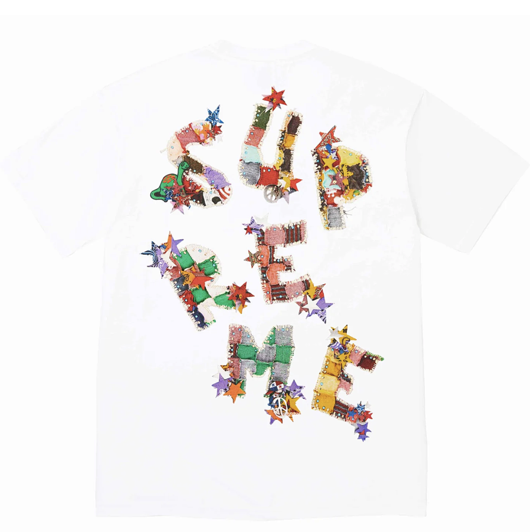 Supreme 108 Sup 24SS Patchwork Tee Color Logo Print T Black White S M L - Image 3