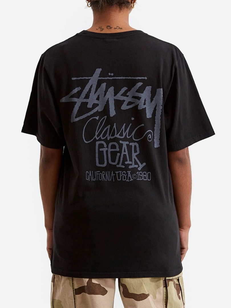 Stussy 108 STU 25SS CLASSIC GEAR TEE PIGMENT DYED Print Short Sleeve T : Black White S M L - Image 8