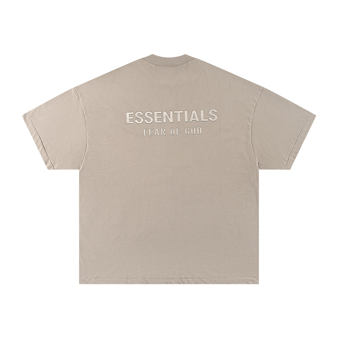 Essentials 118 SS25 Classic Hoodie Label Print Short Sleeve Silk Silver Gum : XS-XL (Grey Brown Oatmeal) - Image 69