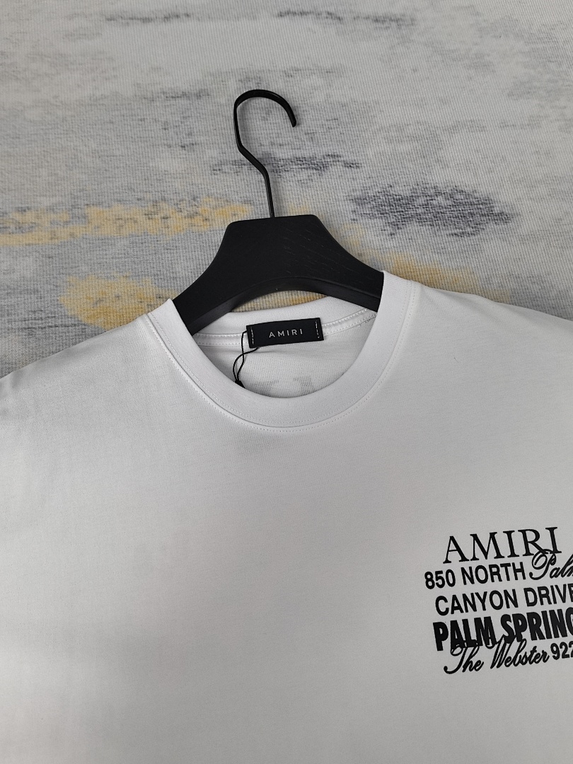 AMIRI 118 Wide Version Model Short Sleeve T Logo Print High Wind Black White S M L XL 9908# - Image 31