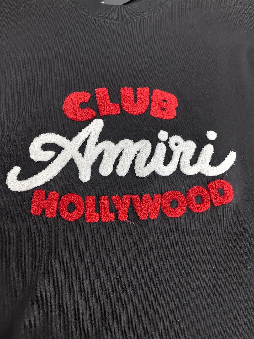 AMIRI 118 26Ss New Fleece Embroidered Short Sleeve T Black White S M L XL 9929# - Image 27