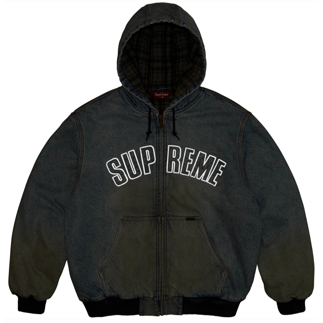 Supreme 598 25FW REFLECTIVE ARC HOODED WORK JACKET20 / Cotton Black Water Blue S - Image 3