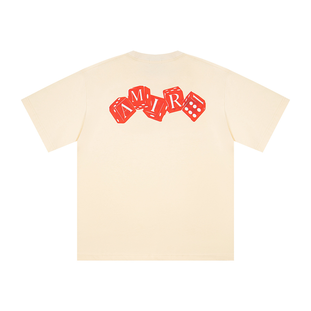 AMIRI 118 Wide Version Model Short Sleeve T Logo Print High Wind Black Apricot S M L XL 9910# - Image 14
