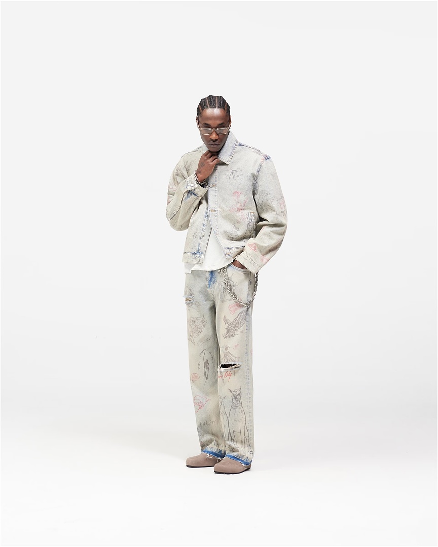 Represent 258 Represent Light Blue Washed Fleece Long : S M L XL - Image 16