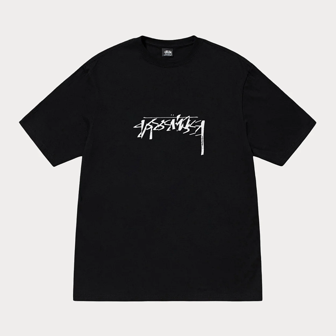 Stussy 108 Stu 25SS SLICED TEE Reversed LOGO Collar Short Sleeve T Black White S M L