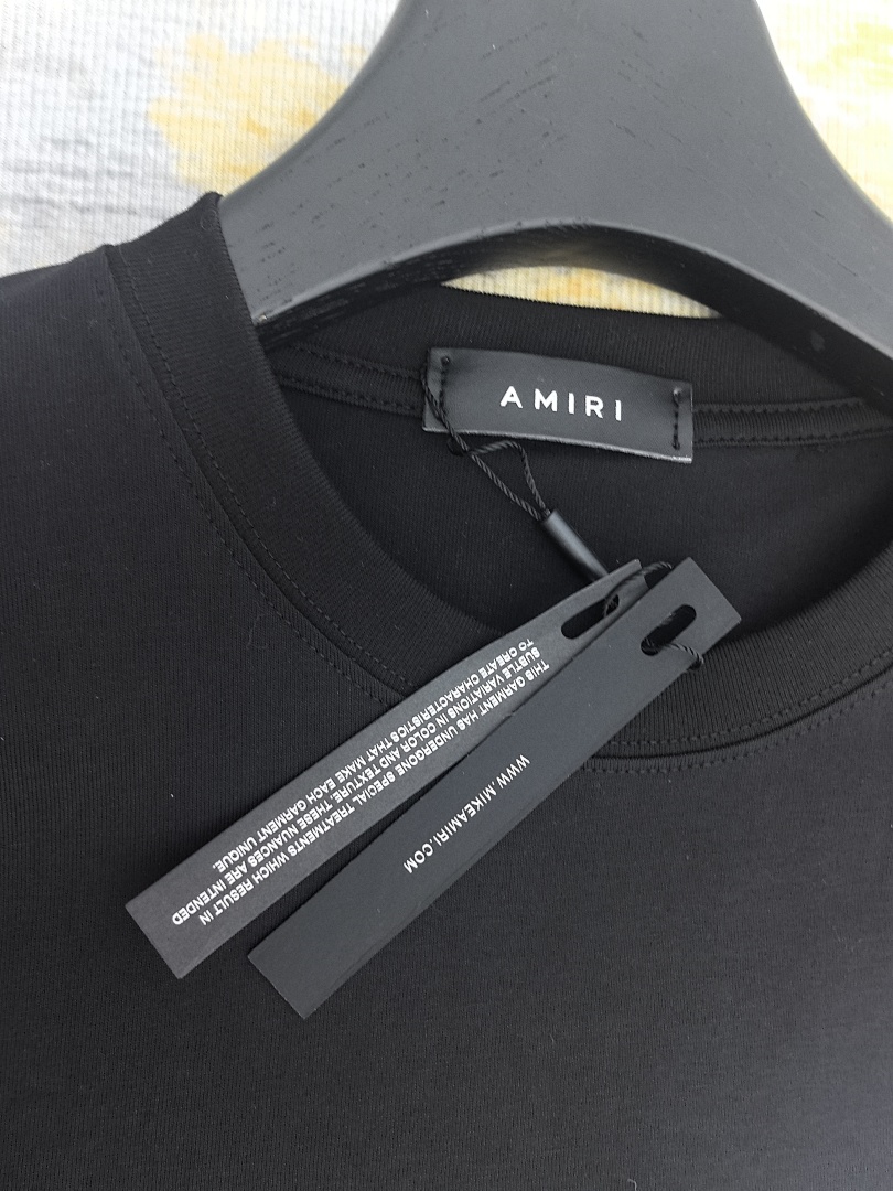 AMIRI 118 Wide Version Model Short Sleeve T Logo Print High Wind Black White S M L XL 9908# - Image 27