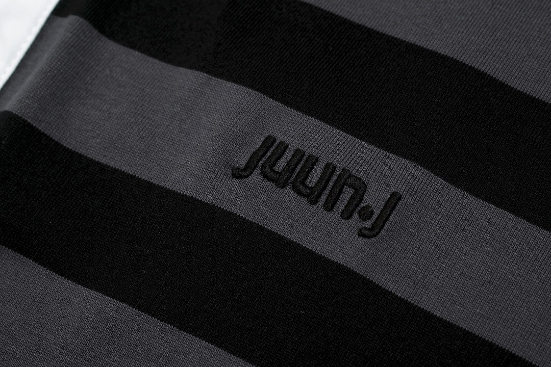 Unbranded 168 JUUN Wind Striped Patchwork Embroidered Logo Collar Short Sleeve T Black Grey S-XL J6067# - Image 6