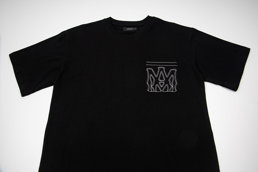 AMIRI 118 26Ss New Embroidered Short Sleeve T Black White S M L XL 9923# - Image 7