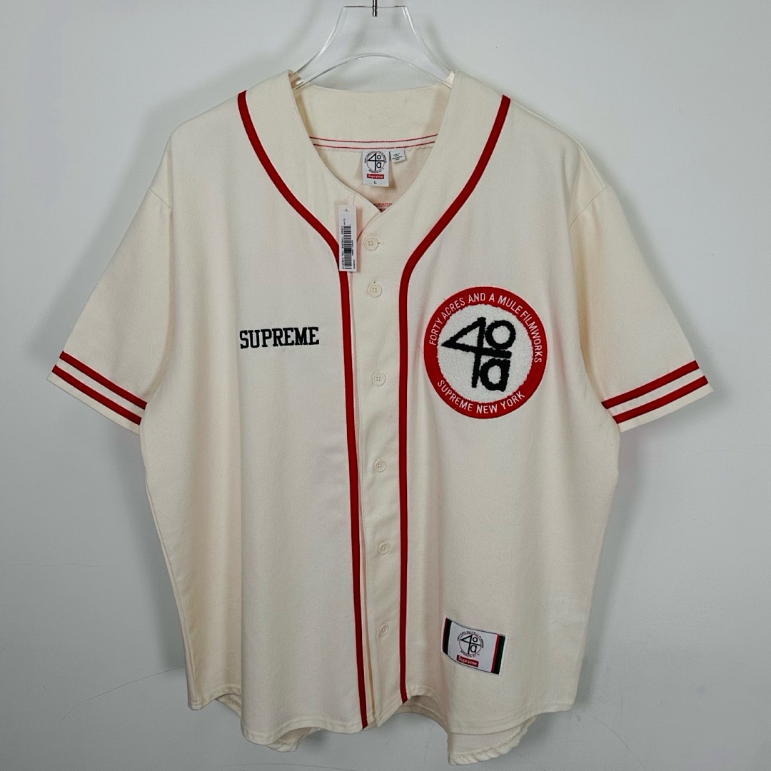 Off-White 268 SS25 40 Acres Twill Baseball Jersey LOGO Short Sleeve Black Off White S-XL - Image 23
