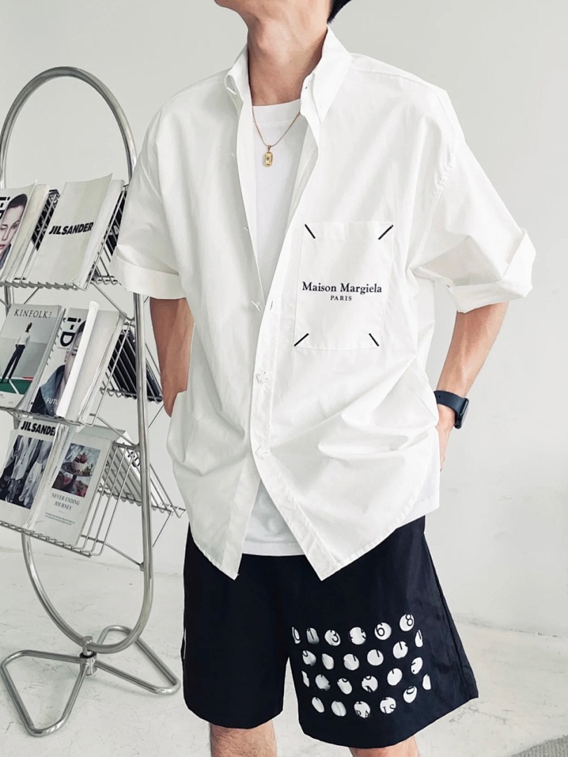 On Running 188 MM6 Maison Margiela LOGO Gum Strap Print Short Sleeve Black White 46 48 50 52 3261# - Image 34