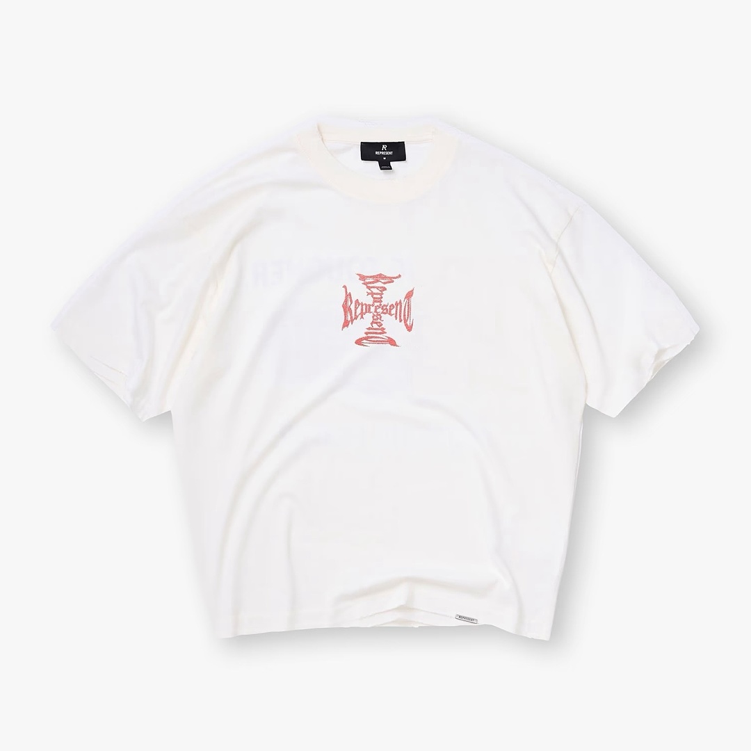 Off-White 118 REPRESENT New High Mens Womens Top Wide Short Sleeve : S M L XL Off (White) - Image 3