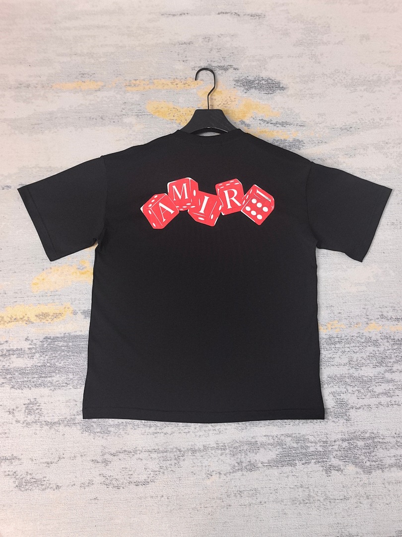 AMIRI 118 Wide Version Model Short Sleeve T Logo Print High Wind Black Apricot S M L XL 9910# - Image 24