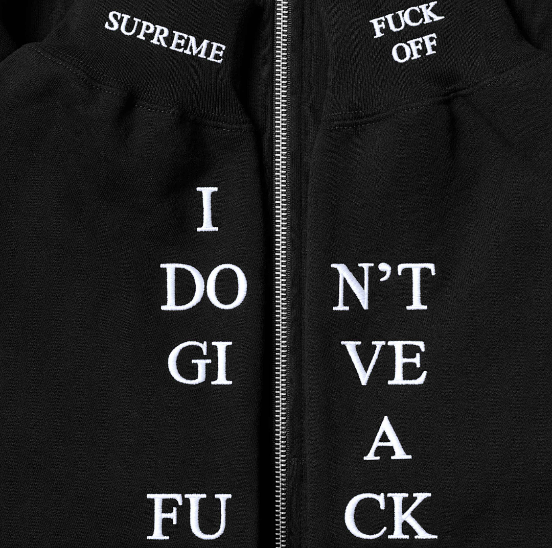 Supreme 378 FW25 IDGAF ZIP UP HOODED Embroidered (Black Grey) - Image 40