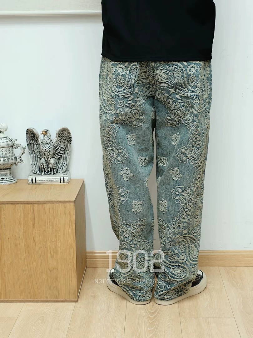 Supreme 498 SS25 BANDANA JACQUARD BAGGY JEAN Floral Fruit (Black) - Image 42
