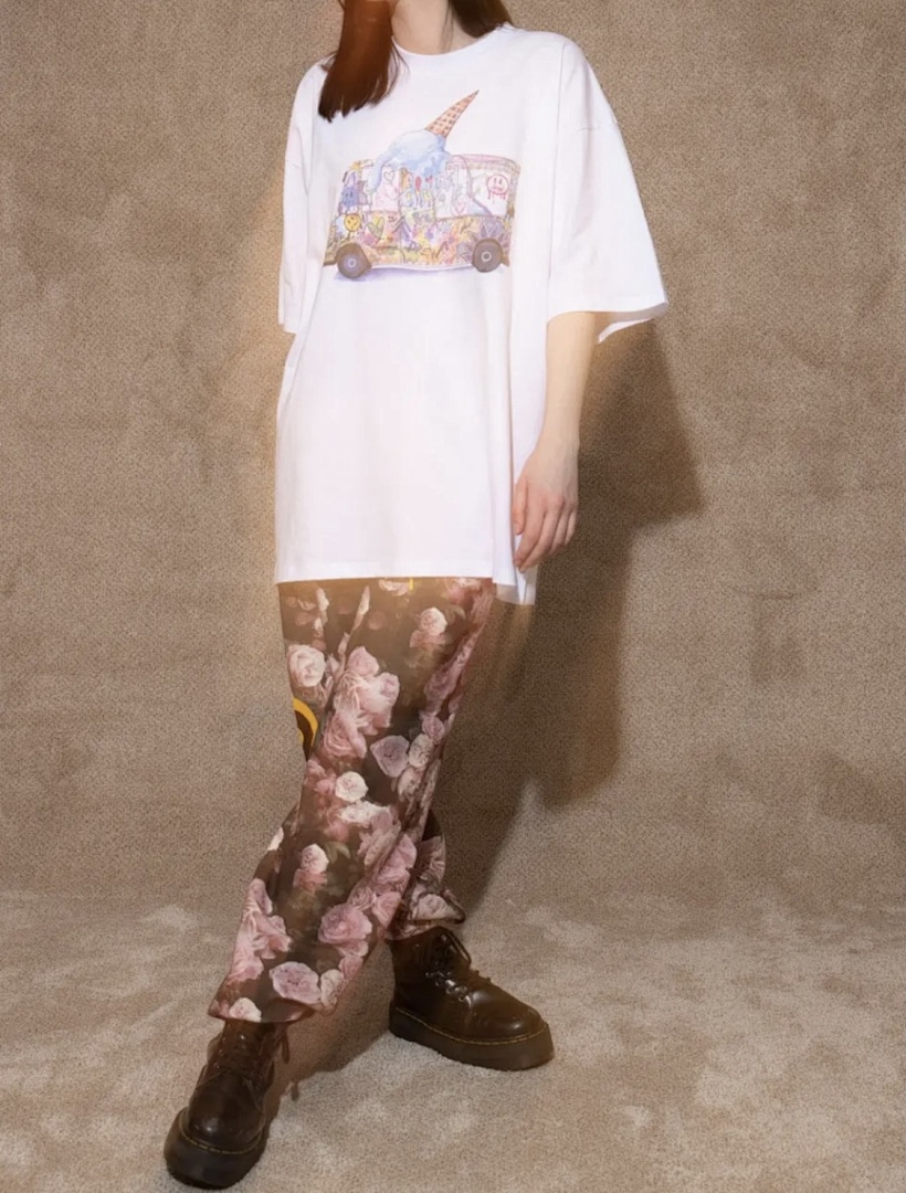 Drew House 108 DREW HOUSE ICE CREAM TRUCK TEE Color Snow Print Collar Short Sleeve T White S M L - Image 5
