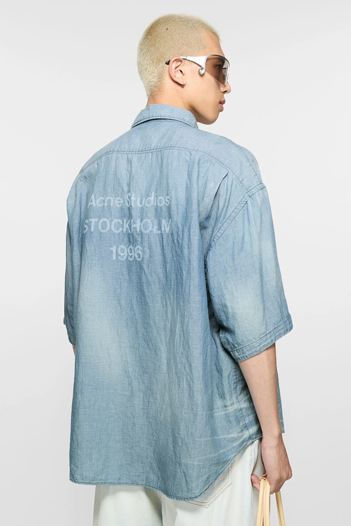 Acne Studios 218 AC LOGO Short Sleeve Water Blue S-XL 3297# - Image 19
