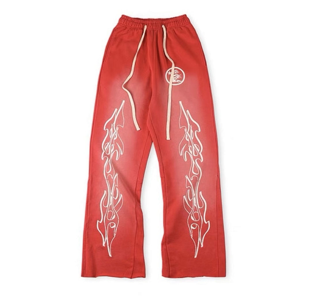 Hellstar 238 Hellstar Studio Red Flare Pants High Patchwork Long Water Black S-M-L-XL - Image 9