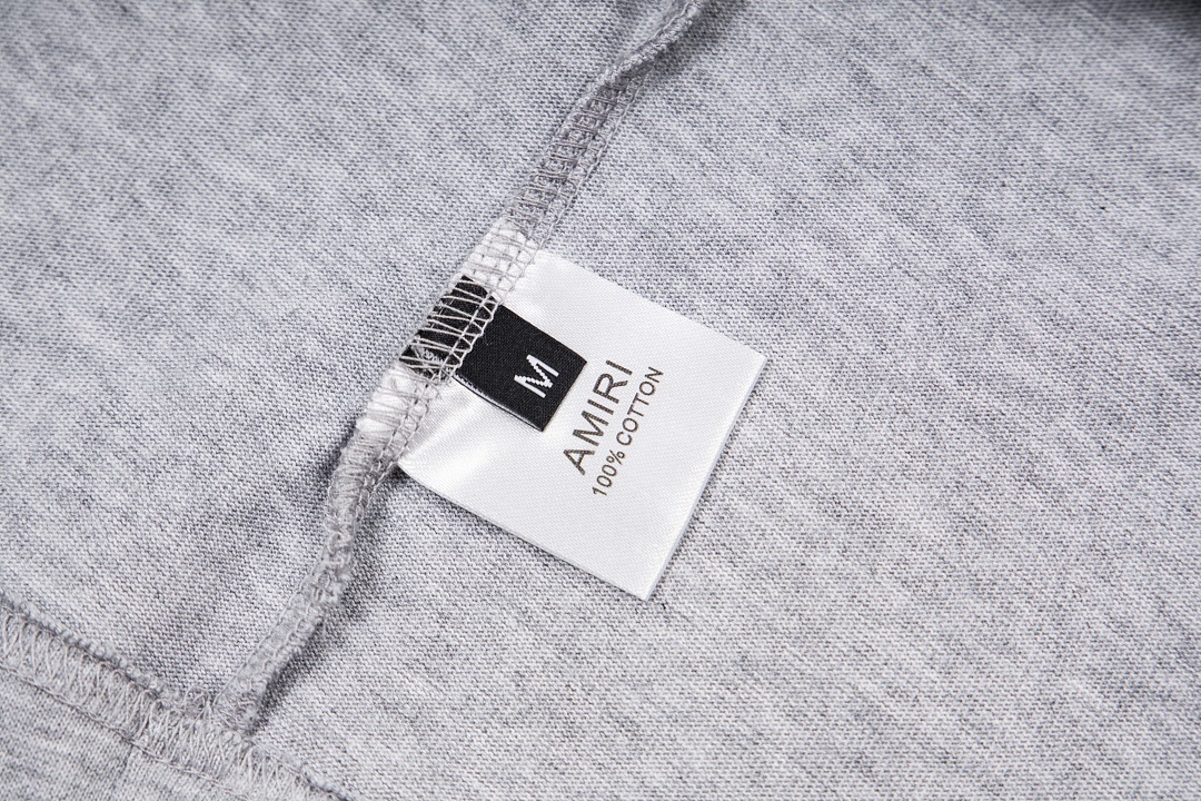 AMIRI 118 Wide Version Model Logo Embroidered Short Sleeve T Black Grey Cream Apricot S M L XL 9941# - Image 30