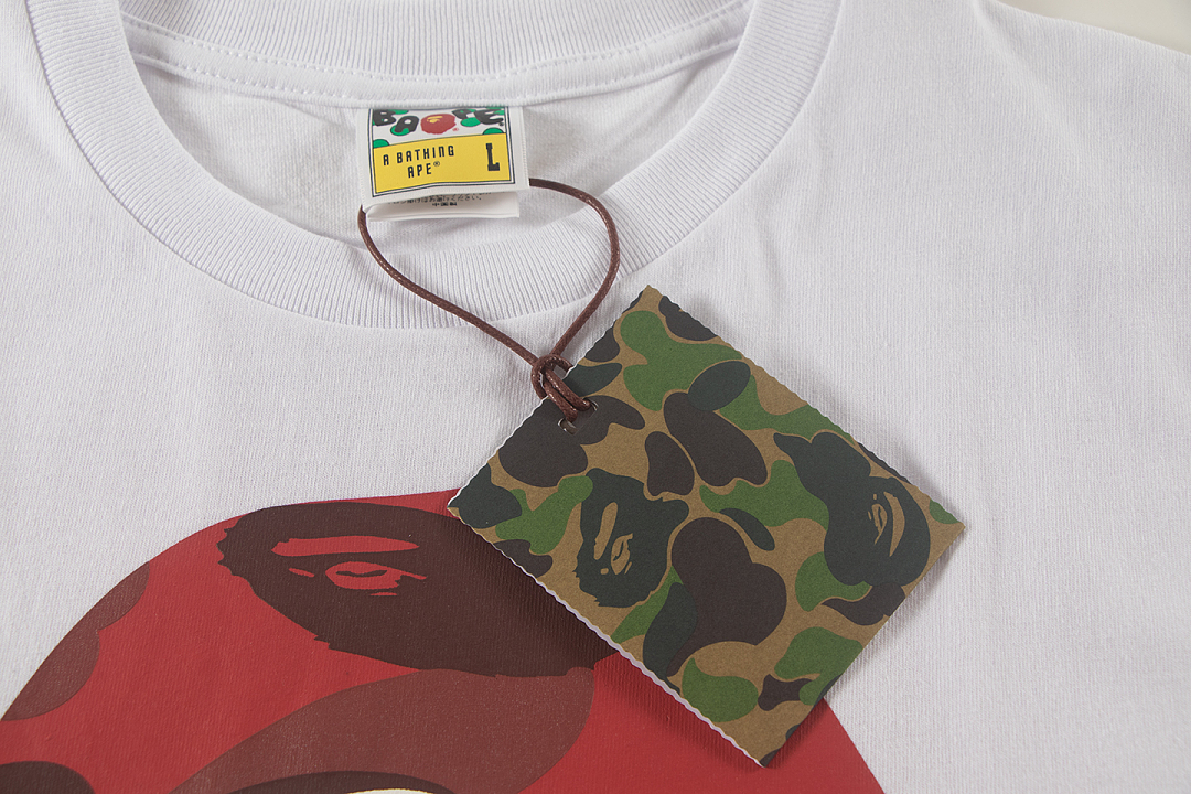 Bape 148 TOP Print Collar Short Sleeve T White S-XL - Image 5