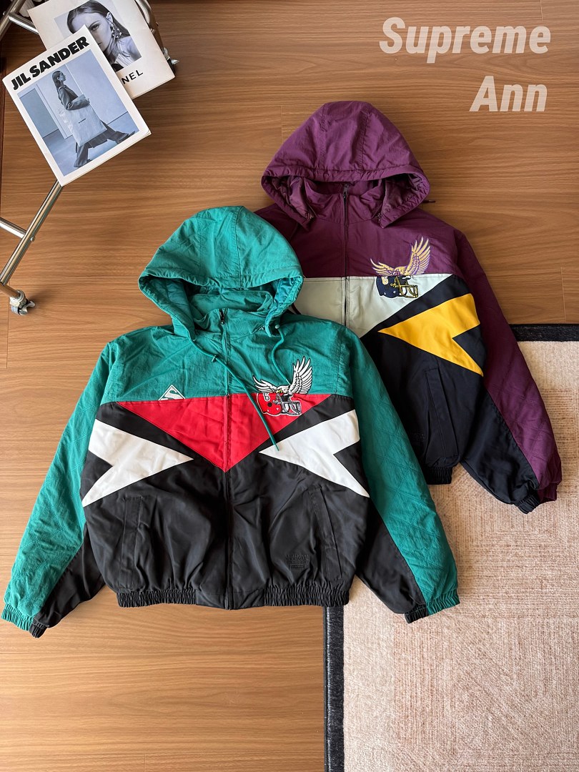 Supreme 598 MM6 SS26 WEEK4 Split Stadium Jacket Water Wind : Black / Navy S–XL - Image 11