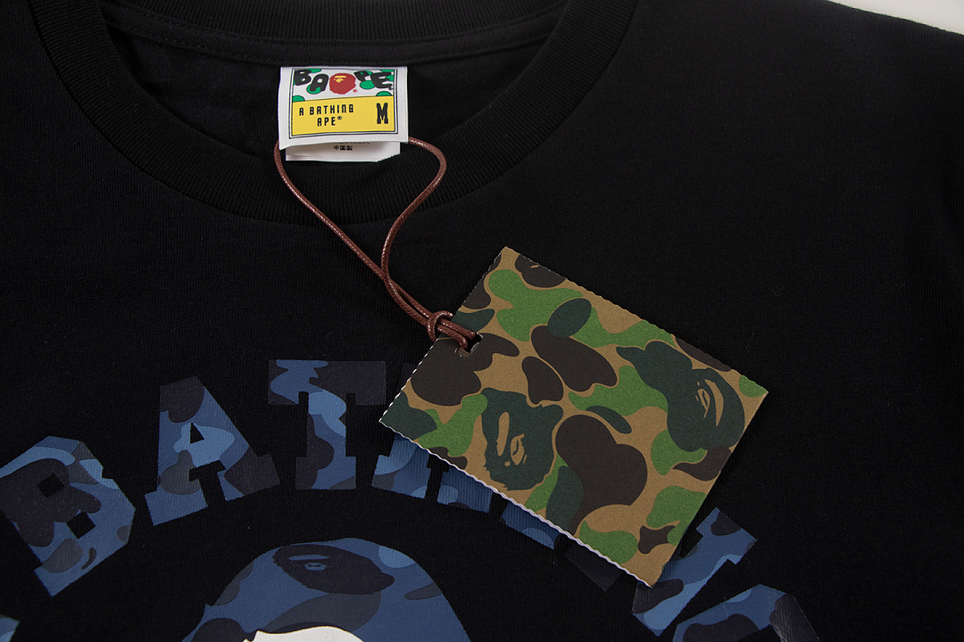 Bape 148 TOP Print Collar Short Sleeve T Black S-XL - Image 5