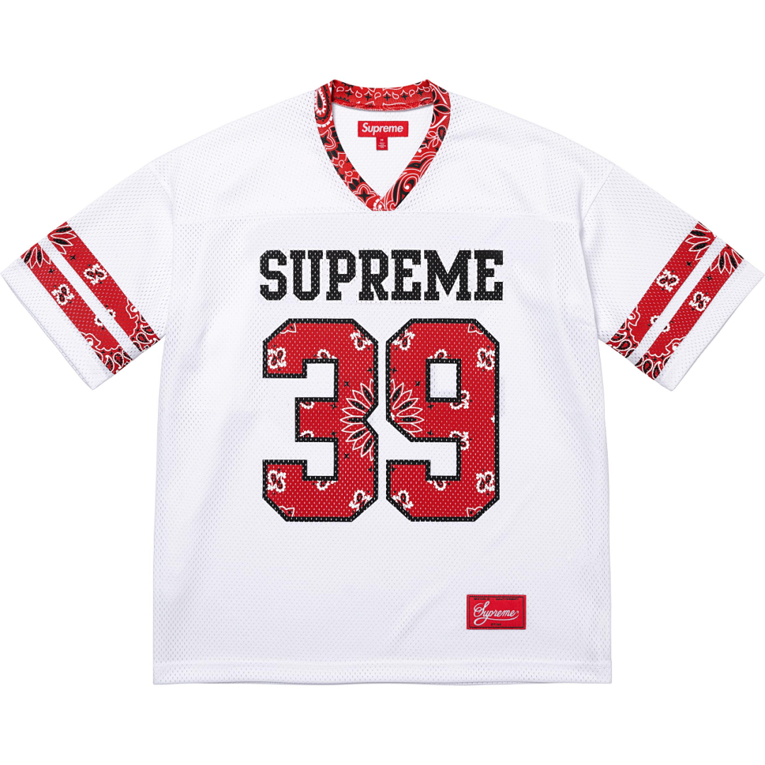 Supreme 198 SS25 BANDANA FOOTBALL JERSEY Fruit Floral Olive Black White S M L