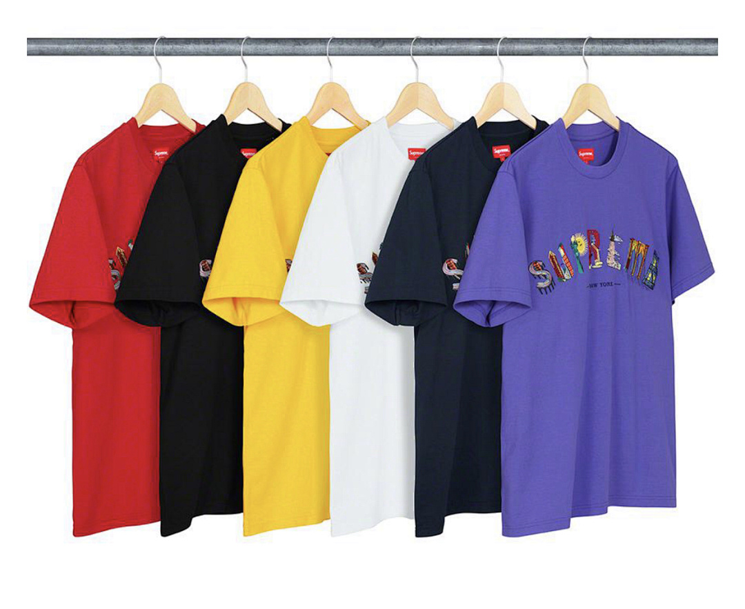 Supreme 118 Sup 19SS City Arc Tee Embroidered Logo Color Short Sleeve T Black White S-XL B104# - Image 9