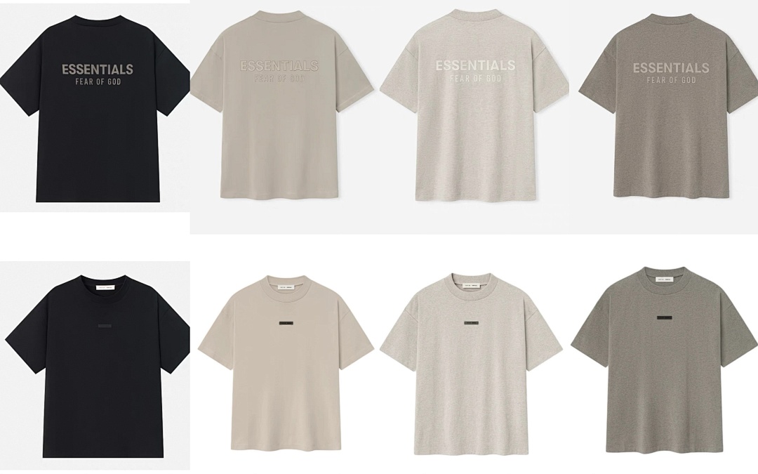 Essentials 118 SS25 Classic Hoodie Label Print Short Sleeve Silk Silver Gum : XS-XL (Grey Brown Oatmeal)