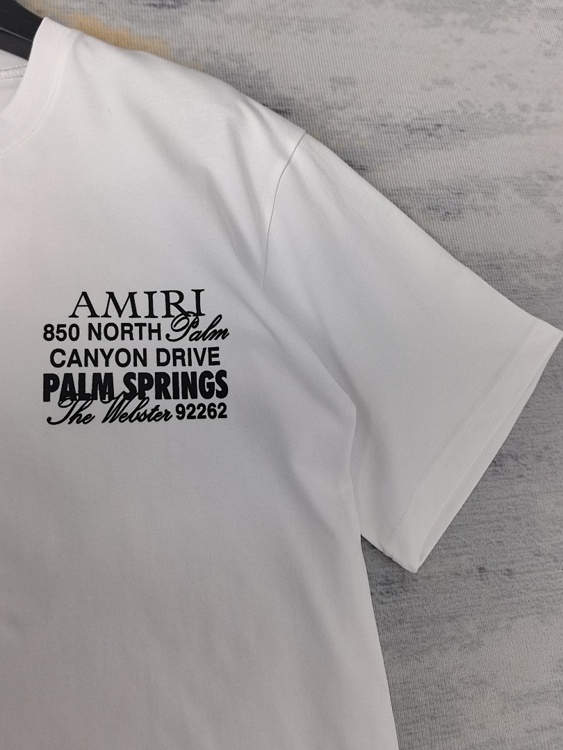 AMIRI 118 Wide Version Model Short Sleeve T Logo Print High Wind Black White S M L XL 9908# - Image 34