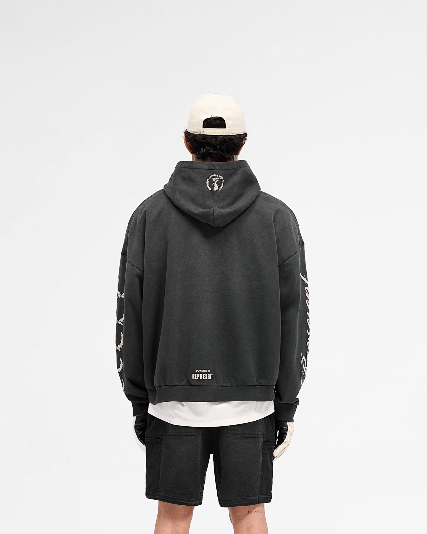Represent 238 Represent World Championship BOXY Hoodie “ Military ” Print Washed : Black S M L - Image 33