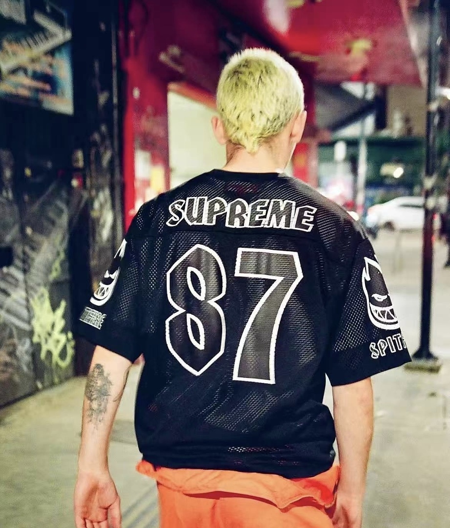 Supreme 218 SPITFIRE FOOTBALL JERSEY Fire Flame V Collar Short Sleeve Olive Black Red S - Image 36