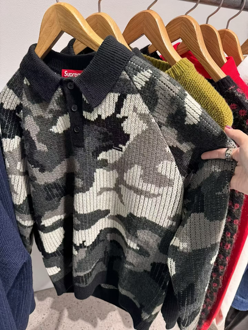 Bape 398 FW25 SMALL BOX POLO SWEATER Embroidered Label Long Sleeve / Fleece Black Pink Camo S-XL - Image 29