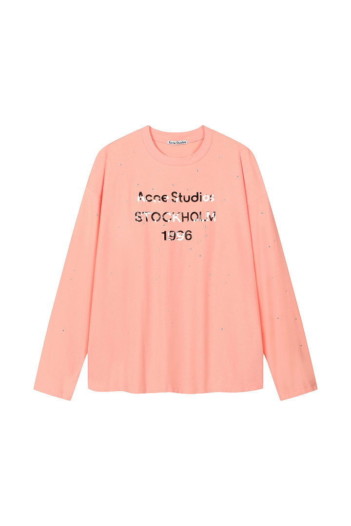 Acne Studios 158 AC Limited Exclusive Rhinestone LOGO Long Sleeve T Pink Black White Mountain Blue S-XL 8206# - Image 4