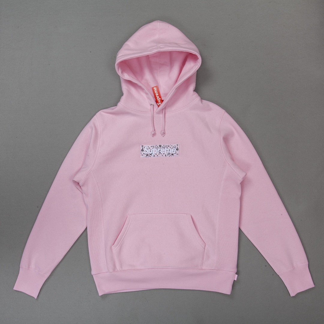 Supreme 248 Fruit Floral Embroidered Label SUP Bandana Box Logo Hooded Sweatshirt BOXLOGO Velvet Black Grey Red Pink Sky Blue S-XL S303# - Image 42