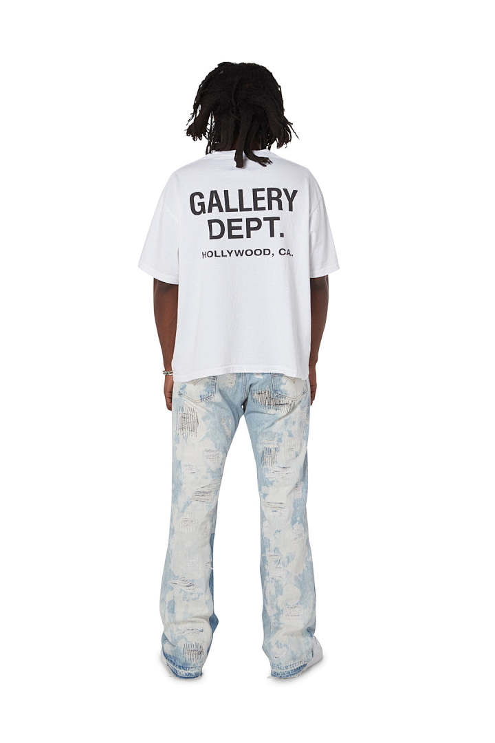 Gallery Dept 98 Gallery Dept. Classic Souvenir Tee LOGO Print Collar Short Sleeve T Black Grey White Cream Apricot Sky Blue Fruit Green Dark S M L - Image 40