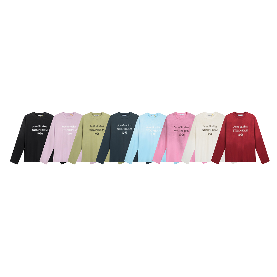 Acne Studios 128 AC LOGO Print Long Sleeve T Pink Black White Olive Green Dark Blue Red Spring Purple S-XL 3286# - Image 3