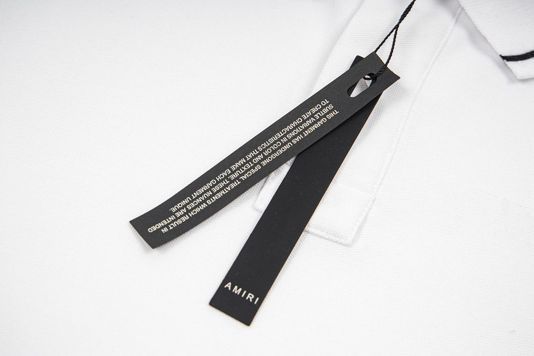 AMIRI 128 26Ss New Logo Embroidered Collar Buckle Polo Short Sleeve T Black White Grey S M L XL 9936# - Image 36
