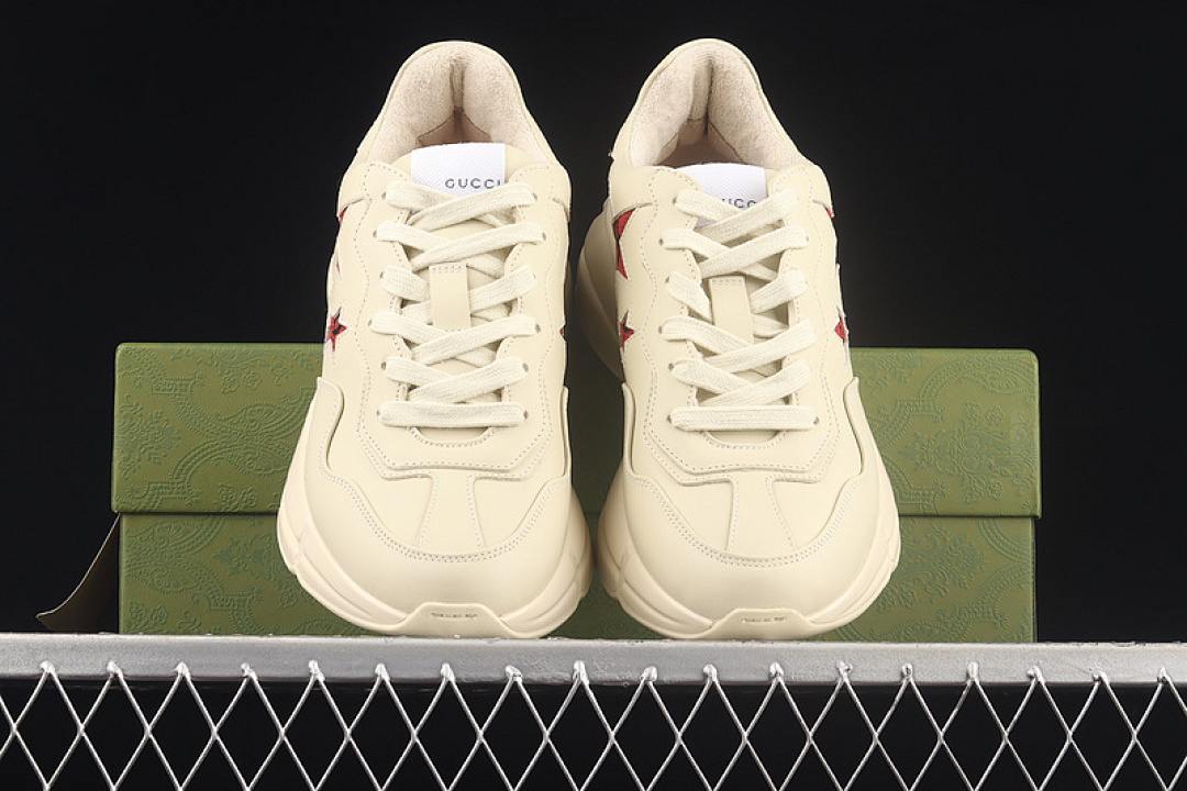 On Running [2SHC09560]-[GU*CCI RHYTON VINTAGE TRAINER SNEAKER BEIGE/BEIGE/RED-BLACK]-[UNSIEX:35-44] - Image 14