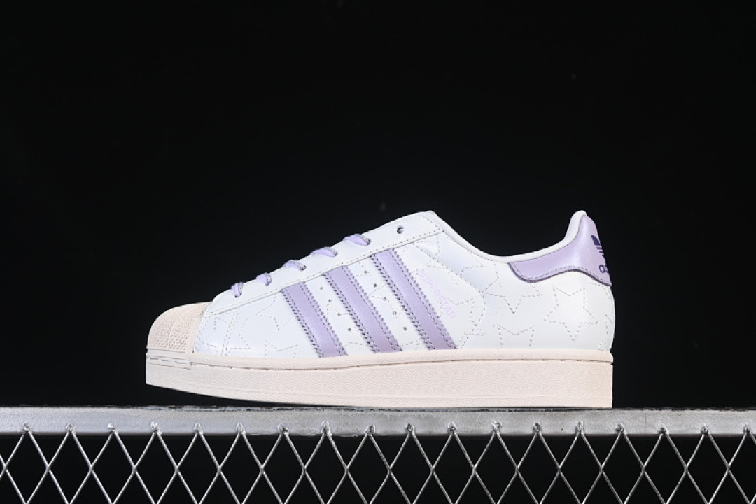 Purple Adidas ORIGINALS SUPERSTAR WHITE/BEIGE/PURPLE · JR6984, photo 1