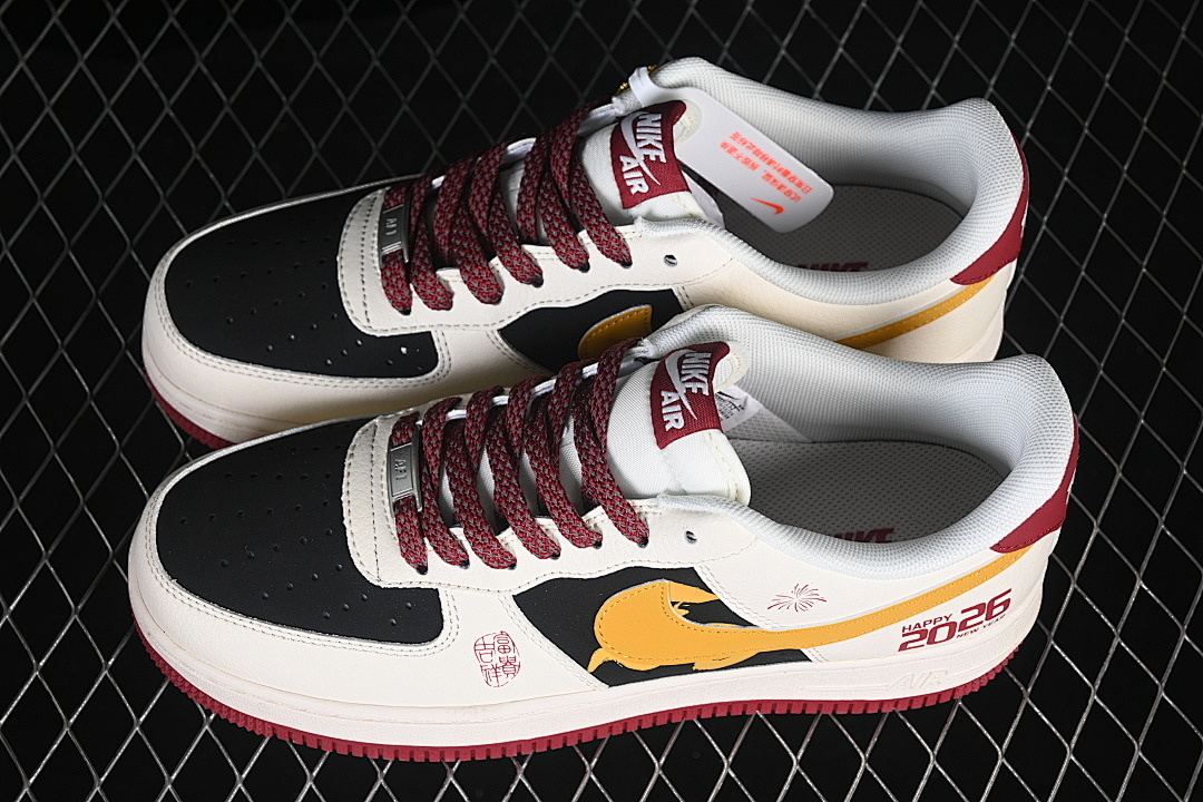 Nike [JP2026-152]-[AIR FORCE 1 07 LOW WHITE/BLACK/YELLOW/WINE RED]-[WOMAN:36-39]-[MAN:40-45] - Image 11