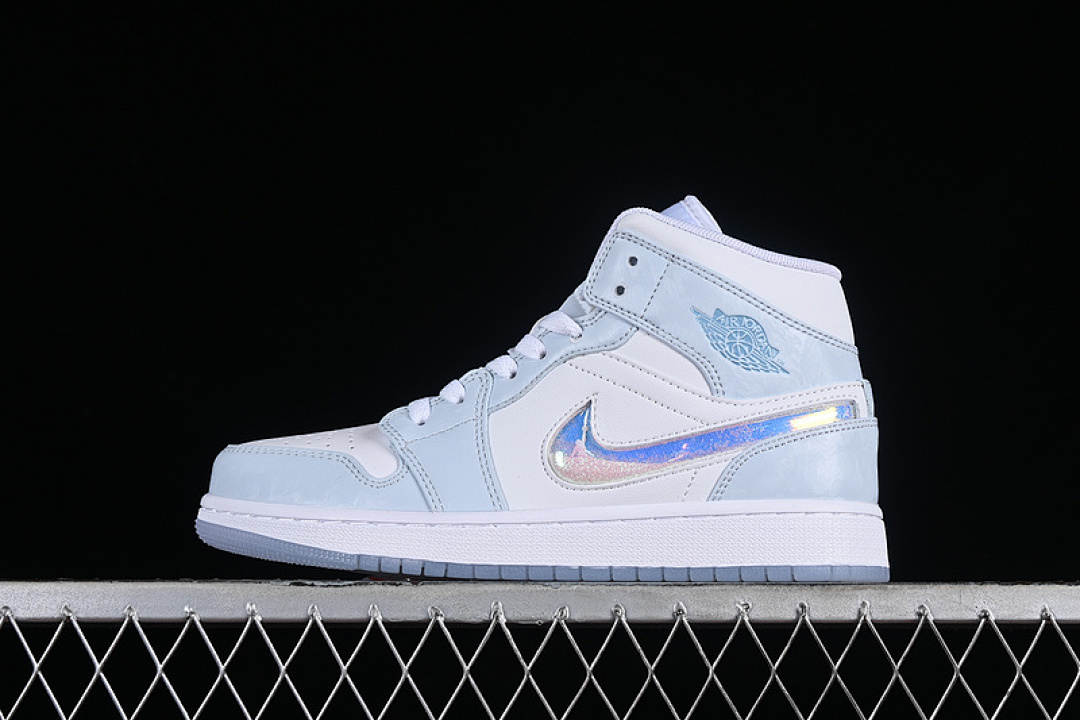 Jordan [FQ9117-400]-[AIR JORDAN 1 MID SE GS GLITTER SWOOSH BLUE TINT/SUMMIT WHITE/WHITE/ICE, photo 1
