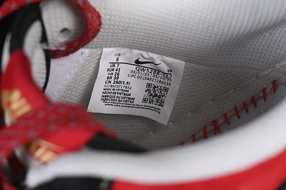 Nike [QW5288-117]-[AIR FORCE 1 07 LOW WHITE/BLACK/RED/GOLD]-[WOMAN:36-39]-[MAN:40-45] - Image 6