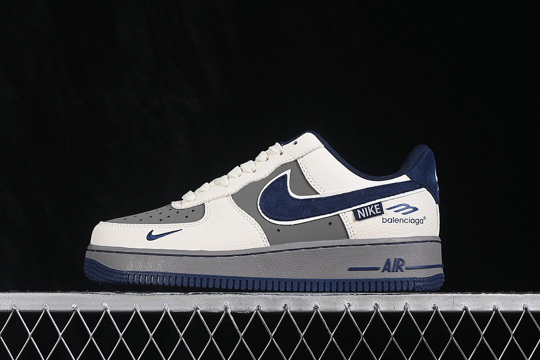 Nike [LD1999-033]-[AIR FORCE 1 07 LOW CASUAL SNEAKERS WHITE/GREY/BLUE]-[WOMAN:36-39]-[MAN:40-45] - Image 2