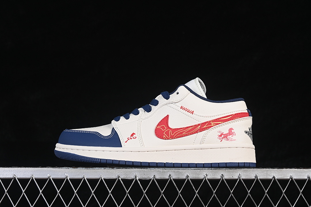 Jordan [JJ5908-003]-[AIR JORDAN 1 LOW RETRO SHOES WHITE/NAVY BLUE/RED]-[WOMAN:36-39]-[MAN:40-45], photo 1